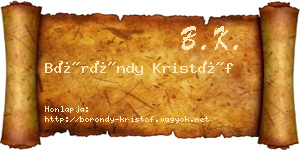 Böröndy Kristóf névjegykártya